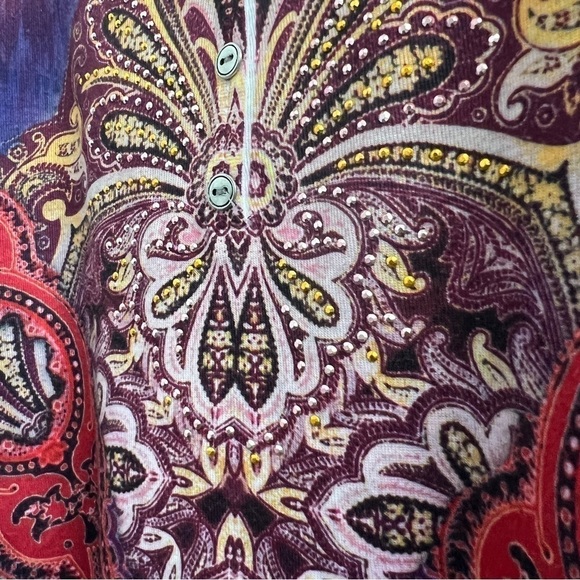 Style & Co. Multicolored Rhinestone V Neck Top, 3/4 Sleeve, size Large petite - Picture 4 of 4